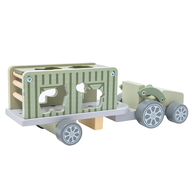Wooden animal farm trailer toys 